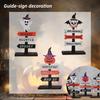 Skeletons Pumpkins Halloween Wooden Signpost Plaque Table Ornament Party Decor