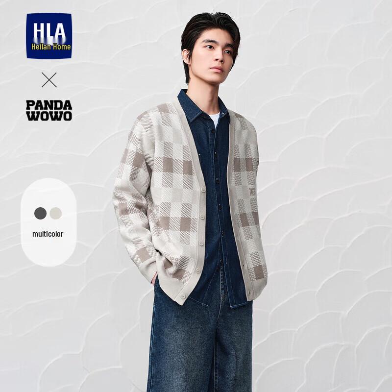 Мужской трикотажный кардиган HLA в клетку с пандой Wowo XL
