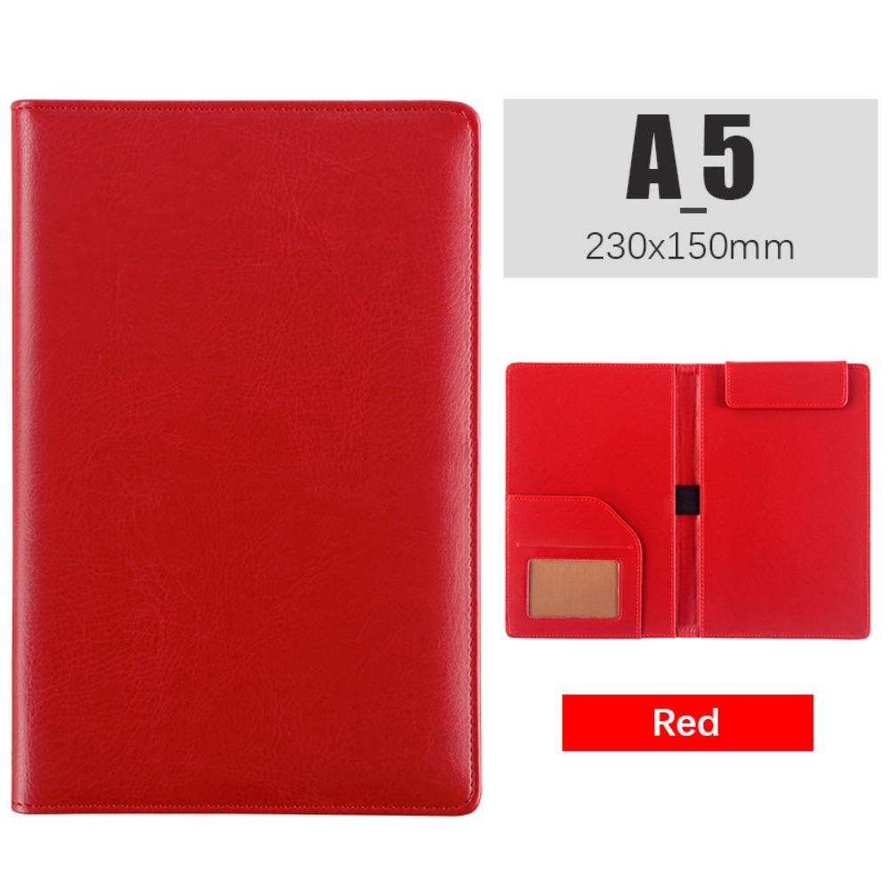PU Leather A5 File Folder With Elastic Pen Insert Waterproof Business Meeting Contract Clamp Card Slot Writing Pad Restaurant