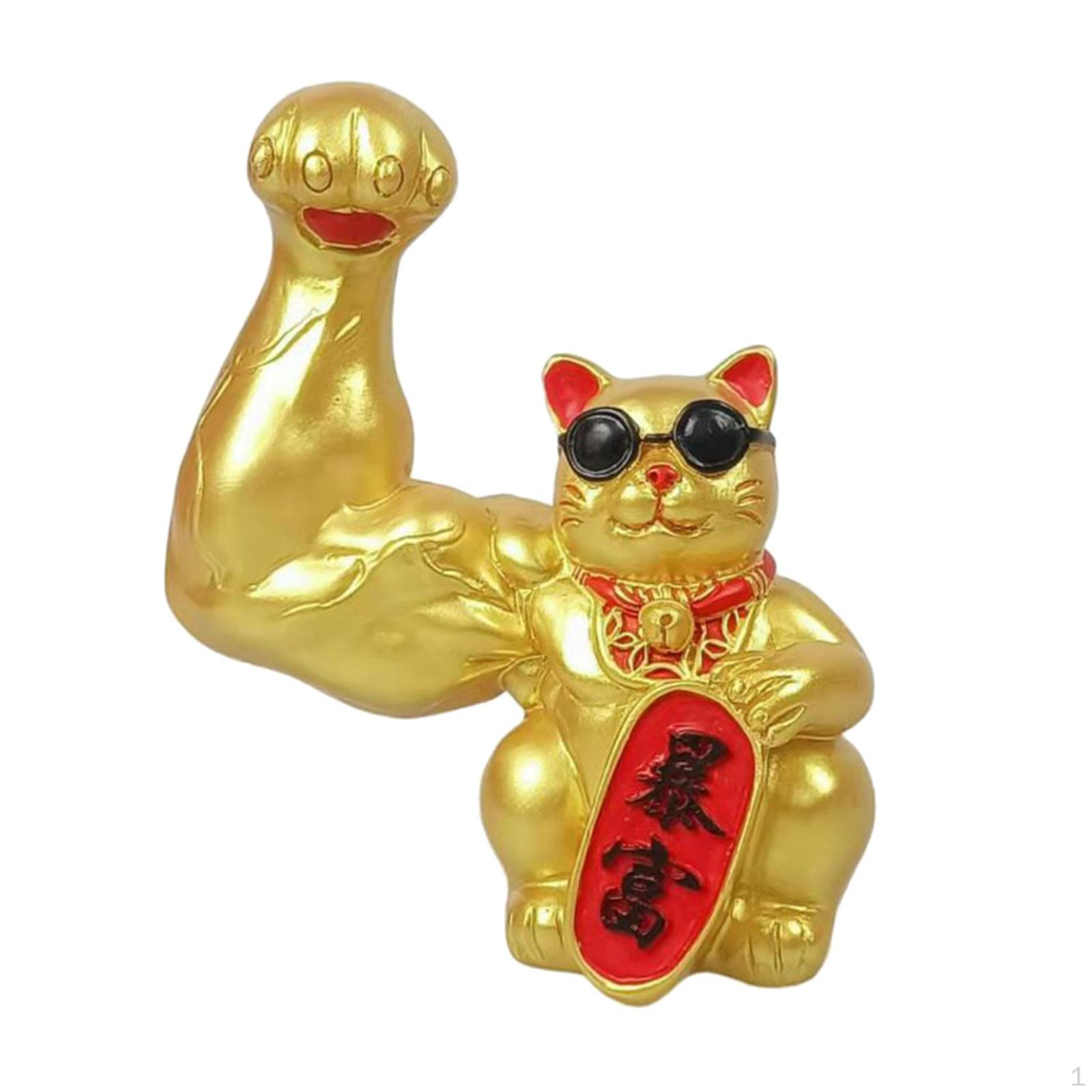 Креативные статуэтки Счастливой кошки Скульптура Украшение Животные Центральный элемент стола Произведение искусства Смоляные фигурки для Get Rich