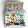 Colorful Vehicle Pattern Decor Set Bedding Set with 1 Duvet Cover 2 Pillowcases Single Double King Queen, Gift