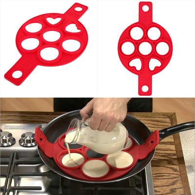 7 Hål Pannkaka Ägg Ring Maker Silikon Nonstick Kök Matlagningsverktyg