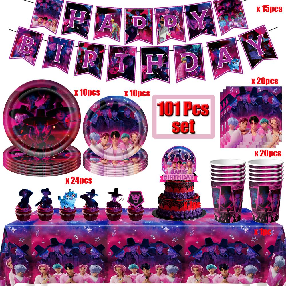 Idol Boy Kpops Demoni Vânător Petrecere de Ziua Decor Veselă De Unică Folosință Față de Masă Pahar Farfurie Balon Petrecere Baby Shower Consumabile