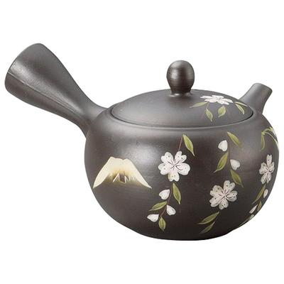 Yamashita Crafts Tokoname Ware Tomisen Black Round Weeping Cherry Blossom Teapot 330cc 13038740