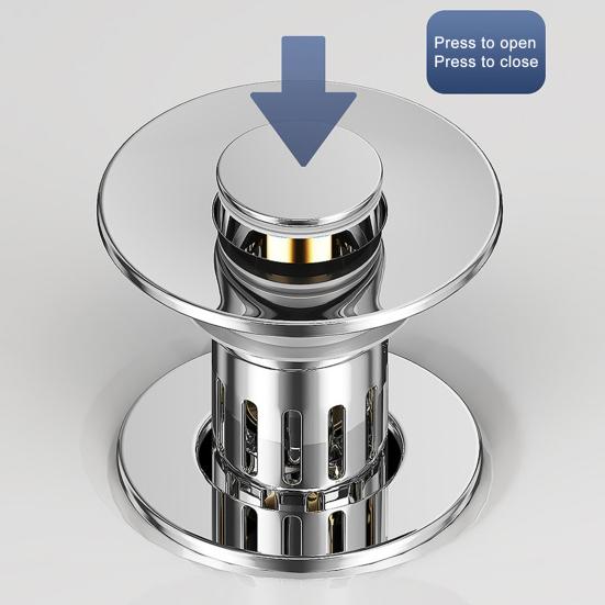 Brass Core Sink Stopper Stainless Steel Bathroom Sink Drain Strainer Easy Install Anti-Blocking Filter
