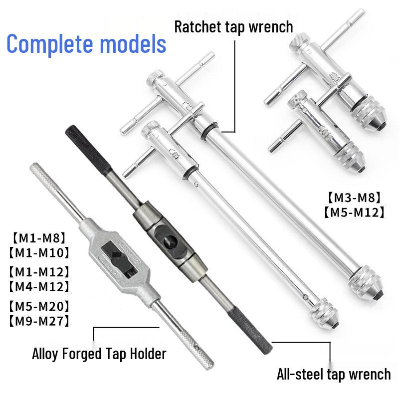Adjustable Forward/Reverse Steel Ratchet Tap Wrench Set - Multi-Size Holder Ratchet Tap Wrench Standard M3-M8