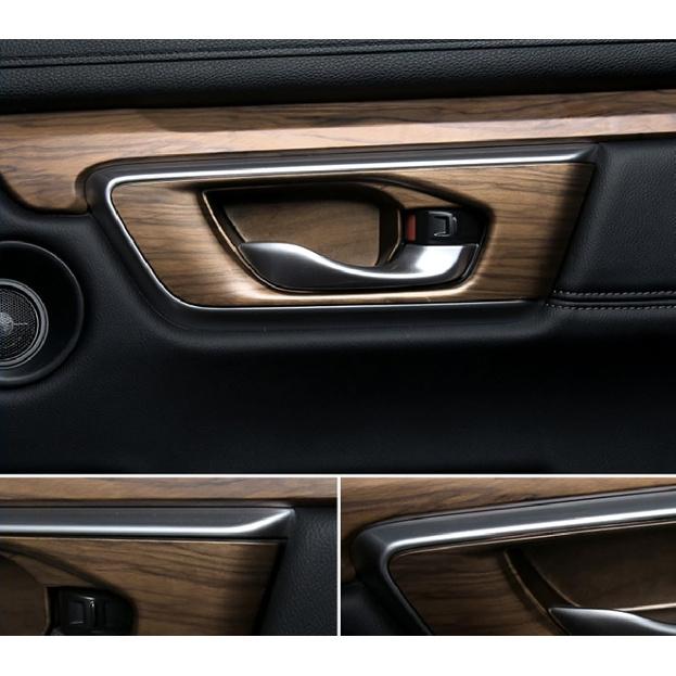 Car Accessories Fit for Honda CR-V CRV 2017 2018 2019 2020 2021 2022 Interior Door Handle Bowl Cover Trim Decoration Frame (Peach Wood) ABS 4 PCS