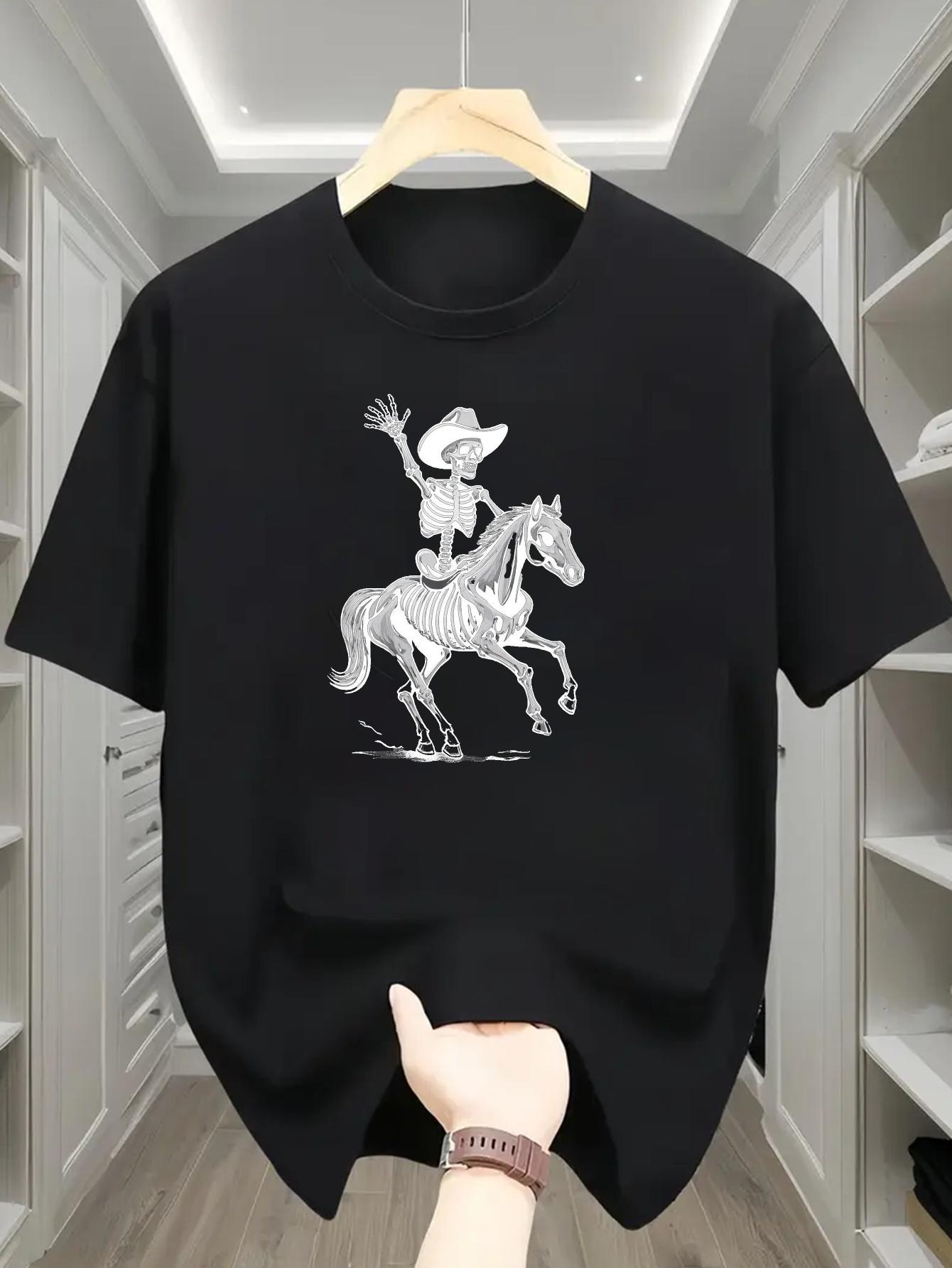609 Cotton Blend Graphic T-shirt - Skeleton Cowboy Print XL