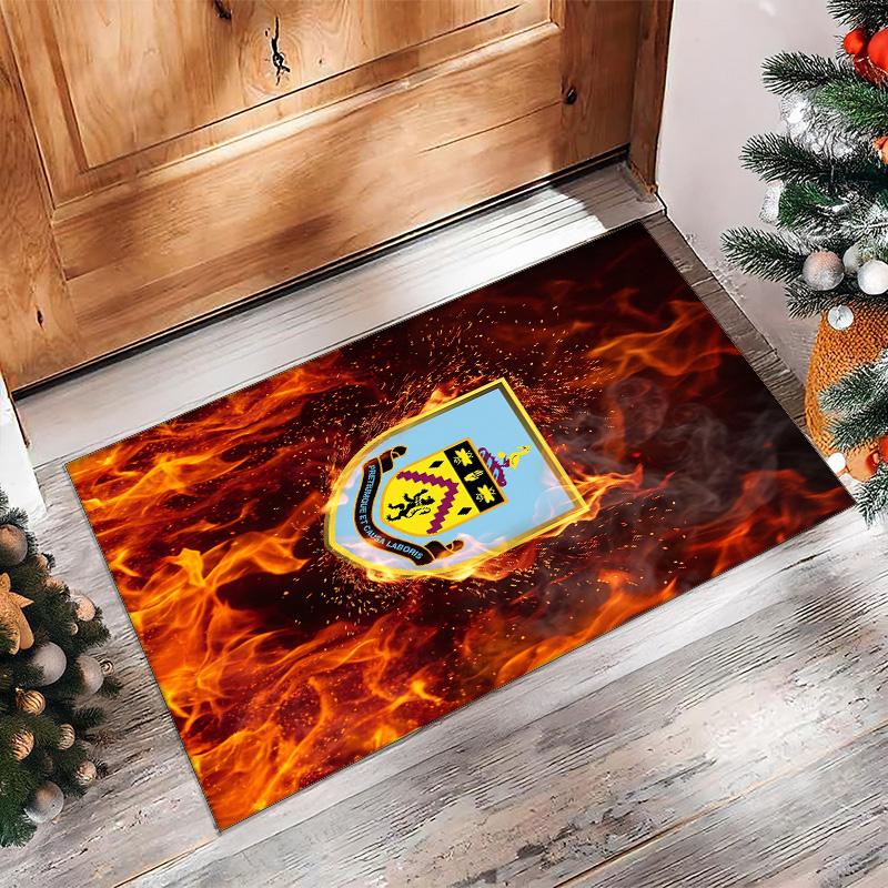 Burnley Football Print Crystal Velvet Rug, Comfortable Water Absorbent Non Slip Indoor Floor Carpet