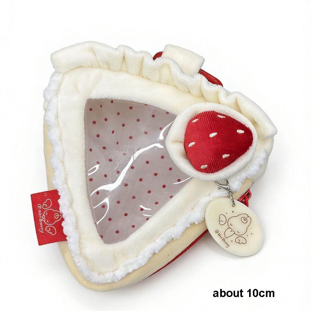 10cm Doll Display Bag Heart Keychain Charm Strawberry Cake Bag Clear Window Storage Pouch  Kpop