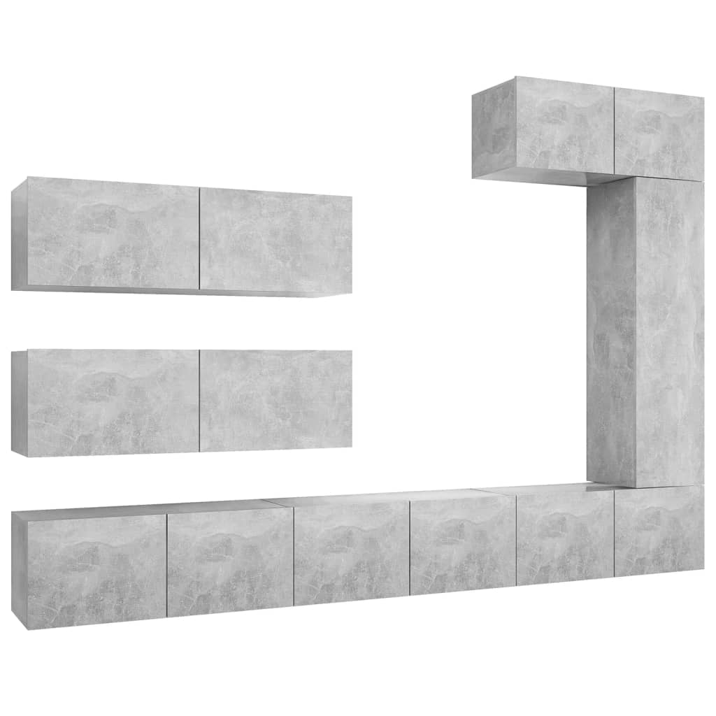7 Piece TV Cabinet Set Concrete Grey Particleboard