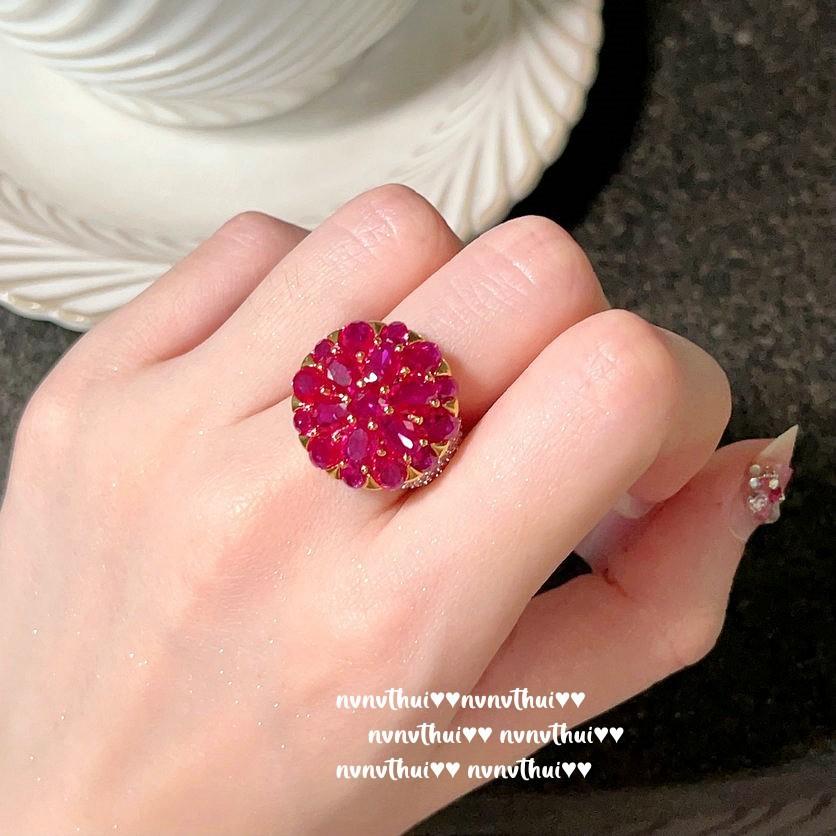 Papalacha Flower Jewel Necklace, Sotheby'S, 18K Gold Plated, Lady Magenta Flower Zircon Earrings Combination