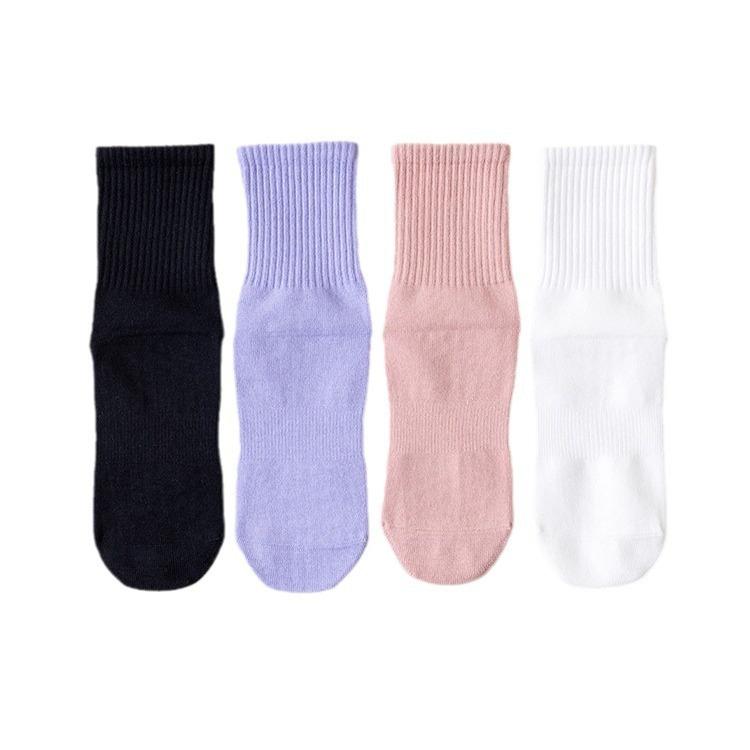 Ladies Spring and Autumn Solid Color Professional Non Slip Exercise Pilates Yoga Floor Mid Tube Socks