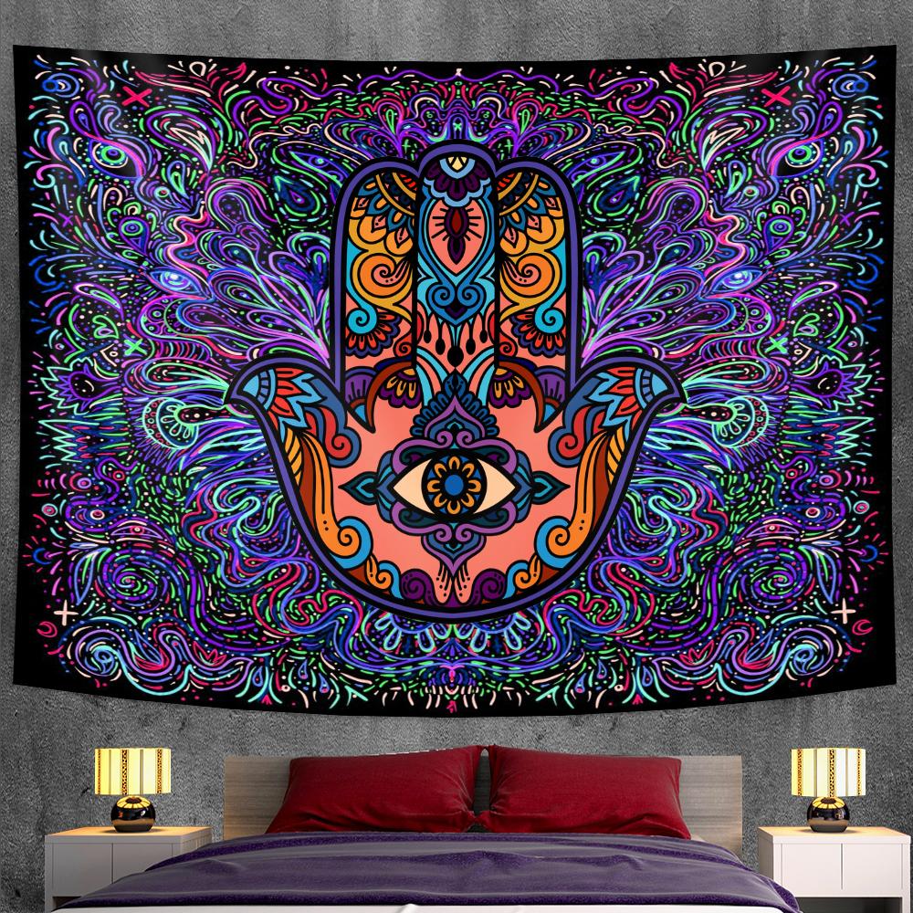 Lucky Hand Home Decoration Tapestry Wall Hanging Mandala Witchcraft Tapestry Yoga Mat Bohemian Upholstered Sofa Blanket