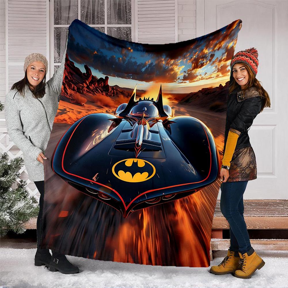 1pc Batman Car Outdoor Flannel Throw Blanket Soft, Lightweight & Warm for Sofa, Office