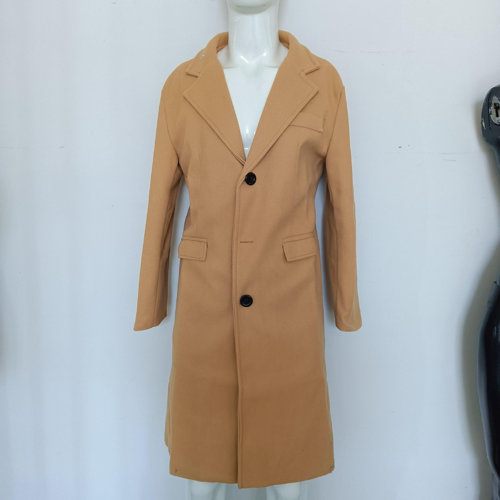 

Мужское британское шерстяное пальто с длинными рукавами. Осенне-зимний тренд шерстяного пальто. S верблюд