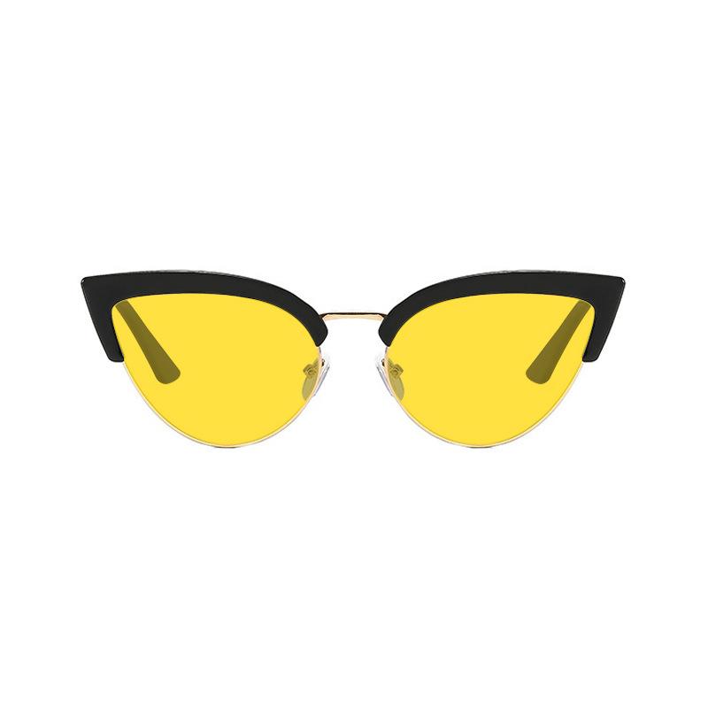 Metal Half-Frame Night Vision Anti-Blue Light Glasses Orange & Red Lenses Unisex Fashion Cat-Eye Gaming Eye Protection Glasses