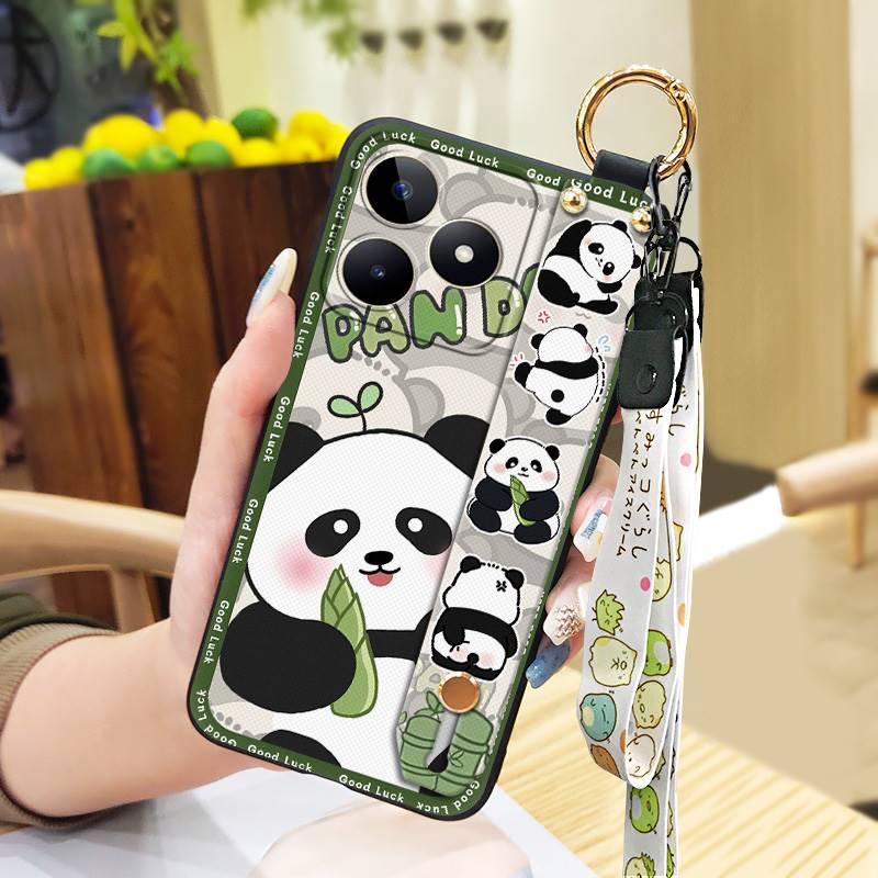 Wrist Strap Back Cover Phone Case For Realme C53/Narzo N53 Phone Holder Fashion Design Anti-knock Silicone Protective