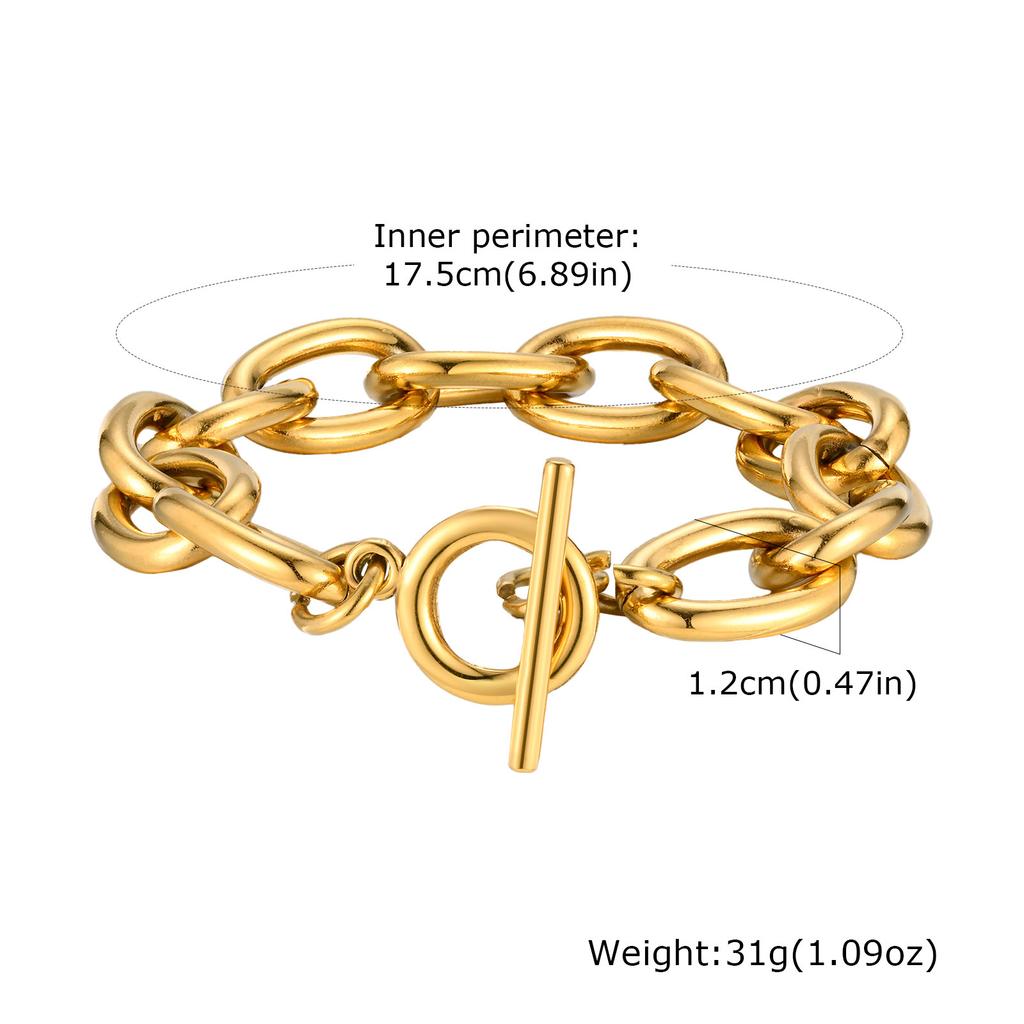 Gold Bracelet Stainless Steel Ot Buckle Thick Chain Large Chain Fashion Jewelry Ladies 803