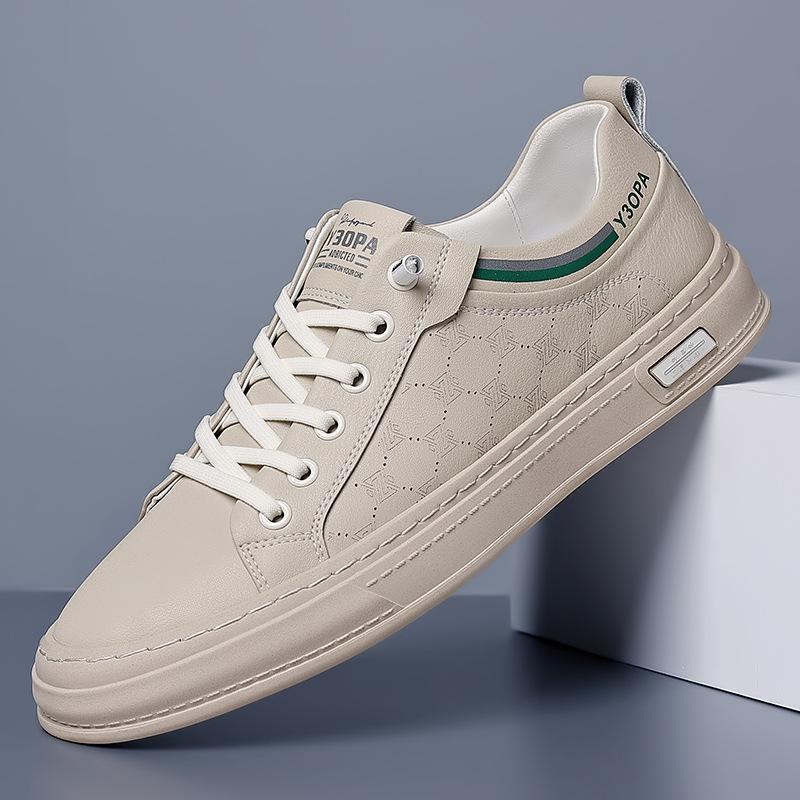 Autumn New Men's Shoes Leather Sports Casual Men's Leather Shoes Board Shoes Trend Fashion White Shoes