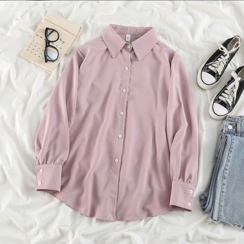 Dámská šifonová košile Klasické Retro Korejské Office Lady Elegantní oversized neformální topy