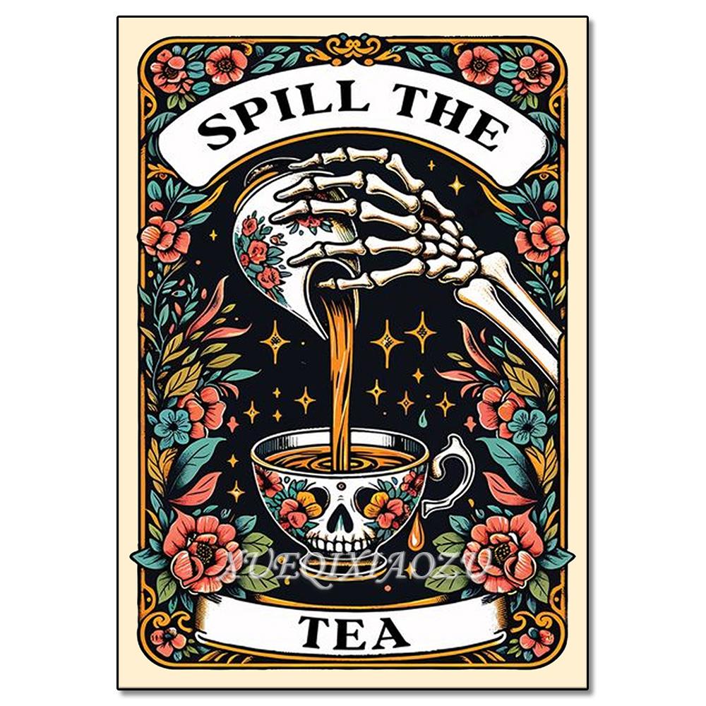 Peinture Art Diamant DIY Squelette Dames Mosaïque Point de Croix Set Art Fleur Pierre Précieuse Incrustation Cadeau DIY Décoration Peinture