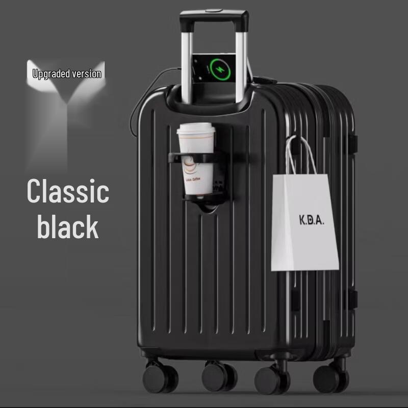 Легкий дорожный чемодан JOURHEY SHI с USB-зарядкой 20 inch чёрный