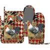 Rooster Print Oven Mitts and Pot Holders Sets Silicone Rooster Kitchen Mitts Potholders Heat Resistant 4Pcs Oven Gloves Hot Pads for Kitchen Baking