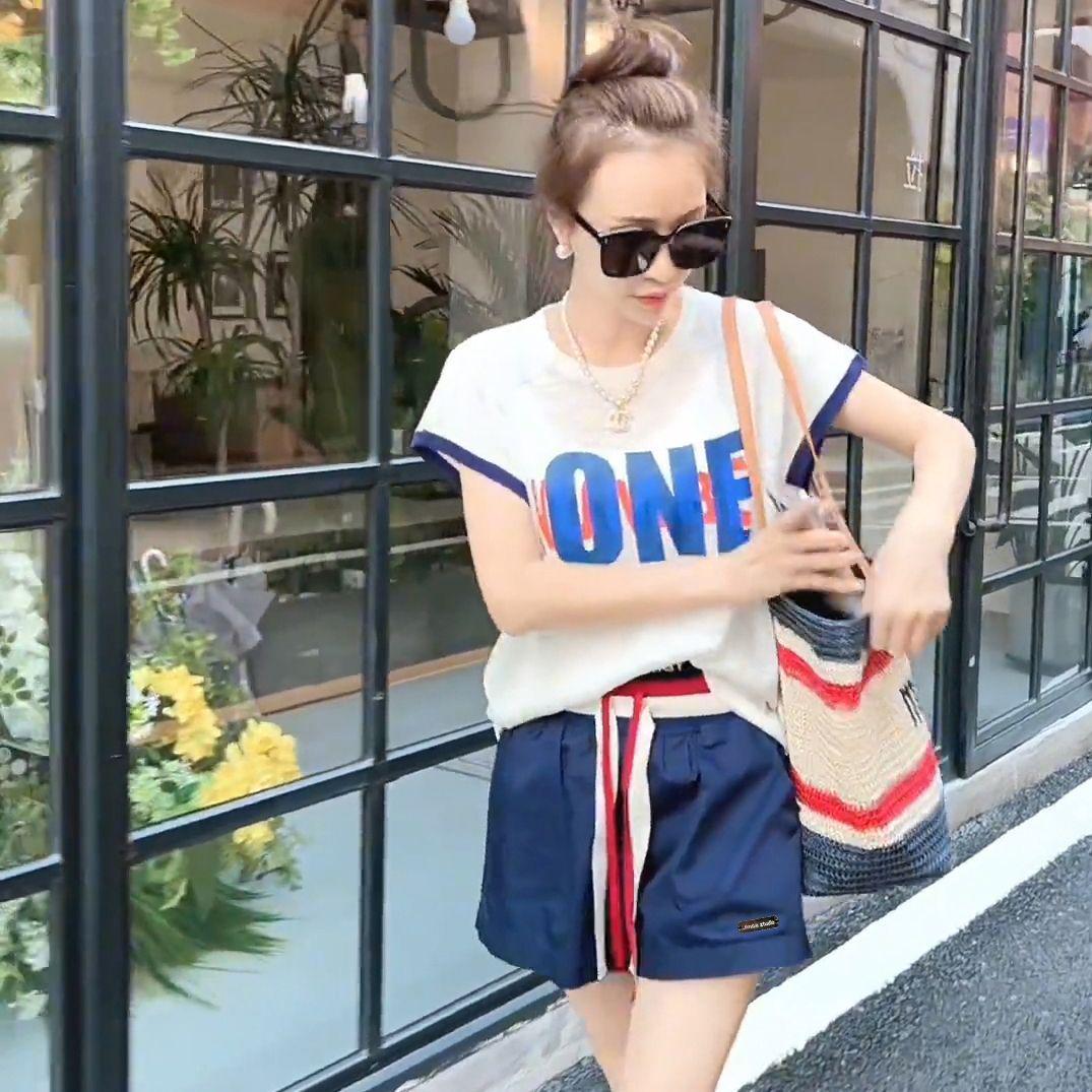 

Летний трендовый повседневный спортивный костюм 2025: Принтованная футболка с коротким рукавом и шорты широкого кроя XXXL темно-синий