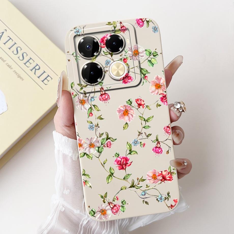 Soft TPU Candy Silicone Phone Case For Infinix Note 40 Pro Plus Note 40 4G 5G Back Cover Note40 4G Bumper Flower Girl Fashion