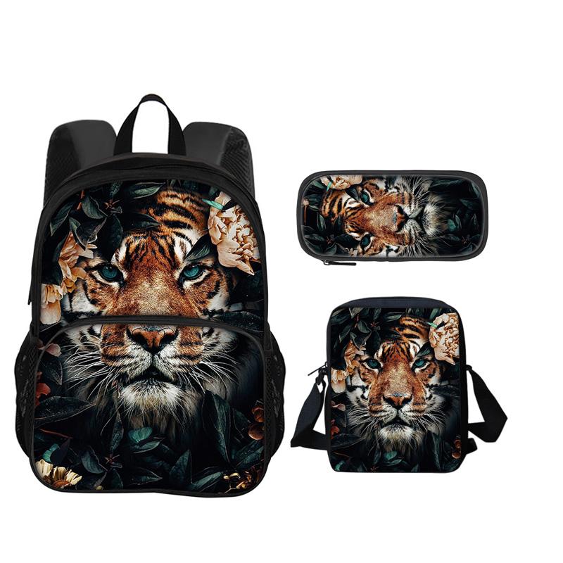 Zaino Zainetto Astuccio Borsa a tracolla Tigre con stampa animale Set da 3 pezzi regalo perfetto per la scuola i compleanni di ragazzi e ragazze