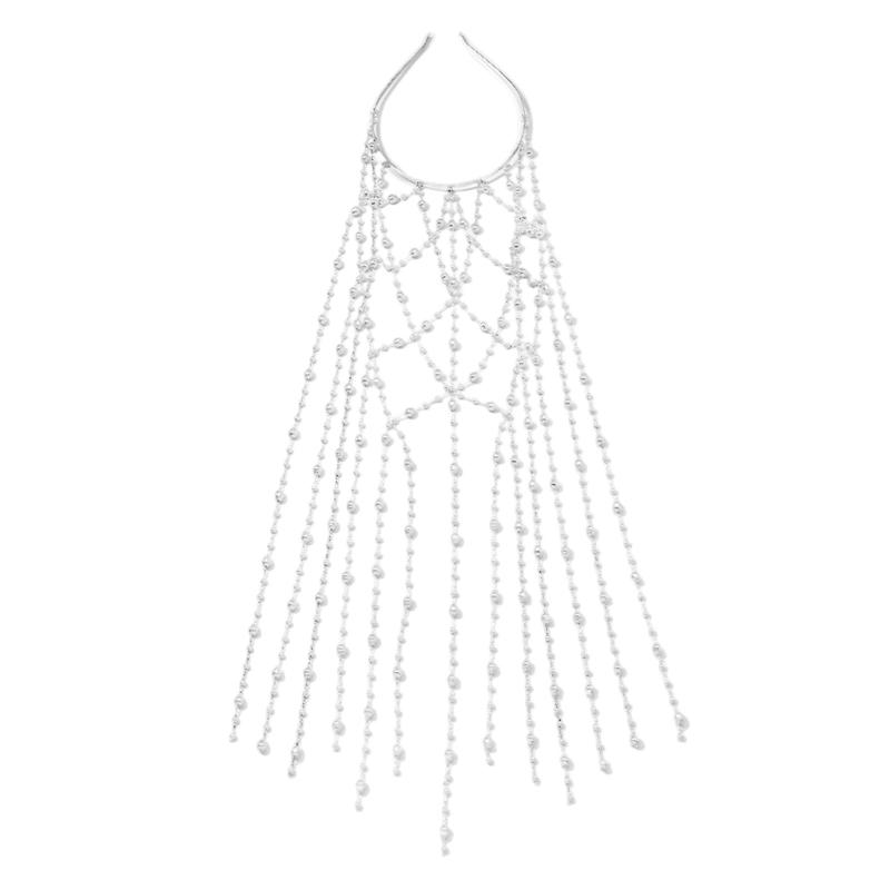 Stylish Imitation Pearls Headwear with Delicate Tassels Costume Headbands Ideal For Prom Gatherings And Casual Outfits