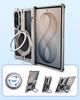Metal Phone Case for Samsung Galaxy Z Fold 8 Aluminum Frame Bumper with 360° Rotation Magnetic Stand Minimalist Full Cover
