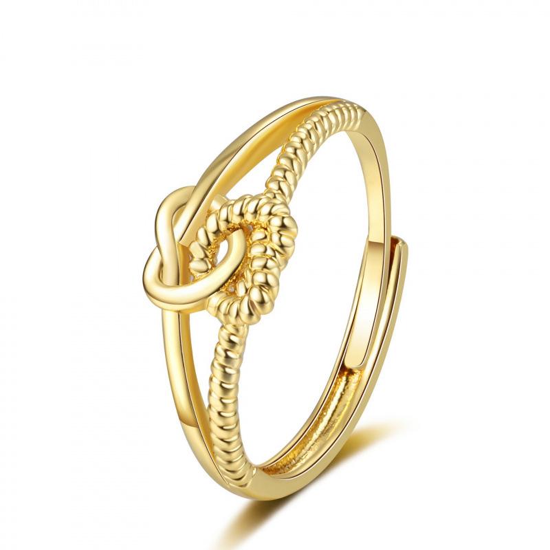 Women s Double Heart Cable Knot Ring - Hip Hop Punk Trendy Open Index Finger Style, European & American Design. Adjustable золотой