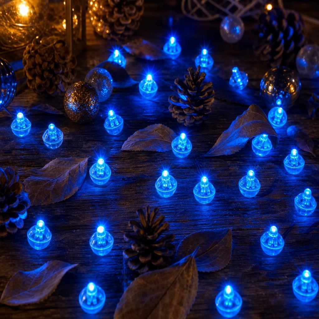 50 Stück Mehrfarbige LED-Lichter, Batteriebetrieben, Runde Lichter für Ballons, Party, Hochzeit, Feiertage, Weihnachten, Halloween-Dekorationen