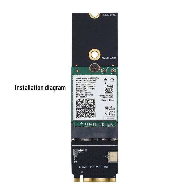 BE200 AX210 NGFF M.2 Wireless Card to NVME SSD Drive WiFi Adapter