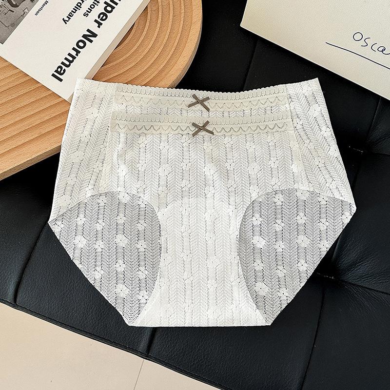 Women's Summer Jacquard Lace One-piece Non Trace 10A Antibacterial Briefs