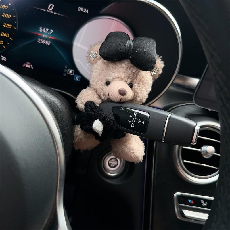 Car Interior Decoration Ornaments Cute Car Mounted Gear Guard Decoration Cartoon Panda Doll Turn Signal Wiper Decoration