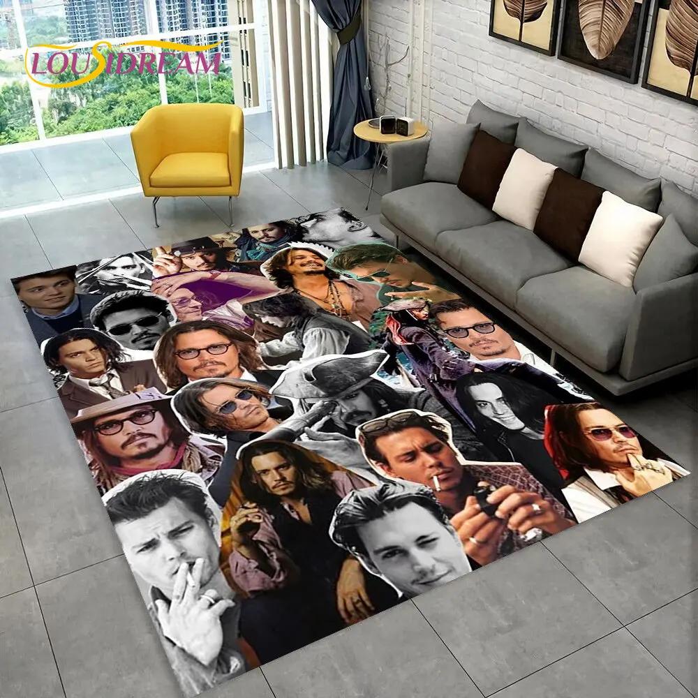 3D Printing Johnny Depp Series Area Rug,Carpet Rug for Home Living Room Bedroom Sofa Doormat Kitchen Decor,Non-slip Floor Mat HD