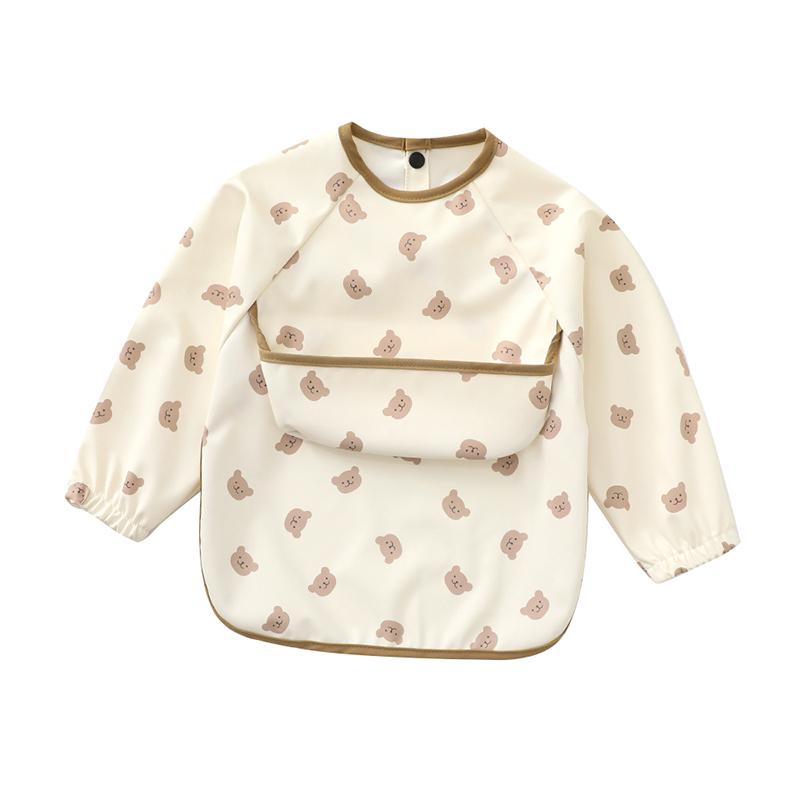 

1PC Baby Long Sleeve PU Overalls Wear Waterproof Food Dirty Oil Feeding Suitable For Male And Female Children Bibs S