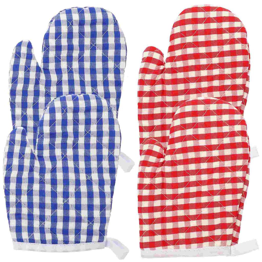 4 Stück Isolierhandschuhe Ofenhandschuhe Grillhandschuhe Kinder Küchenutensilien Rutschfest Polyester Isoliert Gitter Hitzeschutz