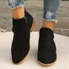 Women's Shoes New Thick Heel Large Size Women's Boots Suede Martin Boots Low Heel Side Zipper Short Boots Women