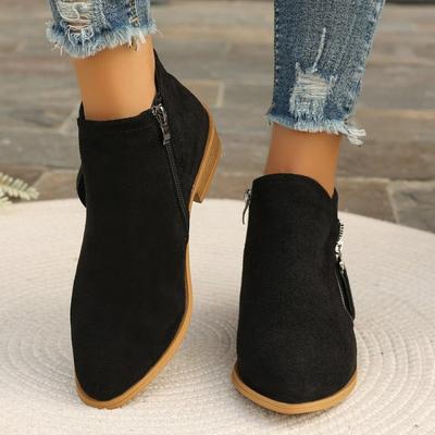 Damskie Buty Nowe Grube Obcasy Duże Rozmiary Damskie Kozaki Zamszowe Buty Martin Niskie Obcasy Zamek Boczny Krótkie Kozaki Damskie