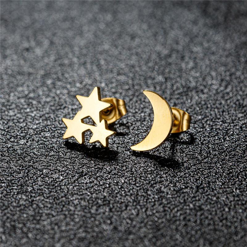 Big Star Earings Punk Stud Earrings Women Minimalist Jewelry Rose Gold Color Stainless Steel Earrings 2024 Piercing Accessories