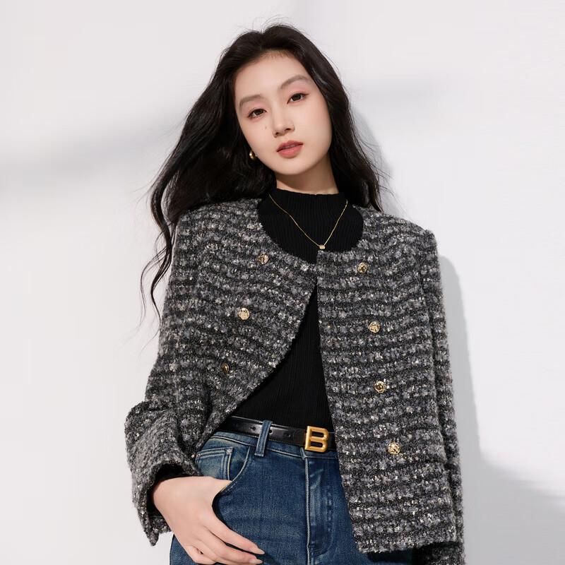 

Sancai 2025 Winter Elegant Short Tweed Jacket M