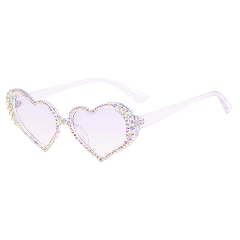 

Love Heart Diamond Sun Glasses For Ladies Designer Latest Stylish Gradient Eye Glasses Rhinestone Cat Eye Sun Glasses UV400 only 1pcs sunglasses