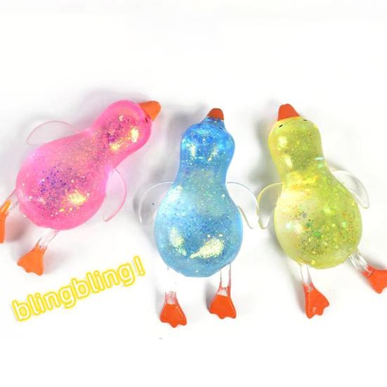 Transparent Glitter Duck Squeeze Toy Mini Lying Duck Anxiety Relief Sensory Toy