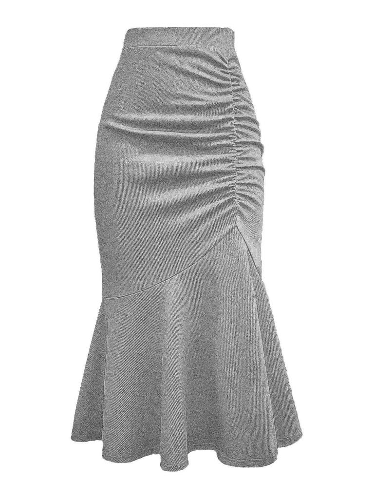 European American Plus Size Women's Fishtail Skirt - Fashionable Waist-Cinched Design