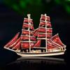Fashion Enamel Sailboat Brooches for Women Sea Transportation Pins Necklace Event Party Backpack Decoration Clothes Accessories