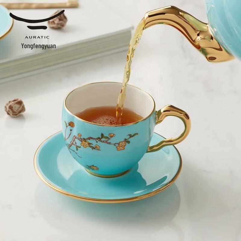 Yongfengyuan Madam Ceramic West Lake Blue 150ml Coffee Cup Pair Set